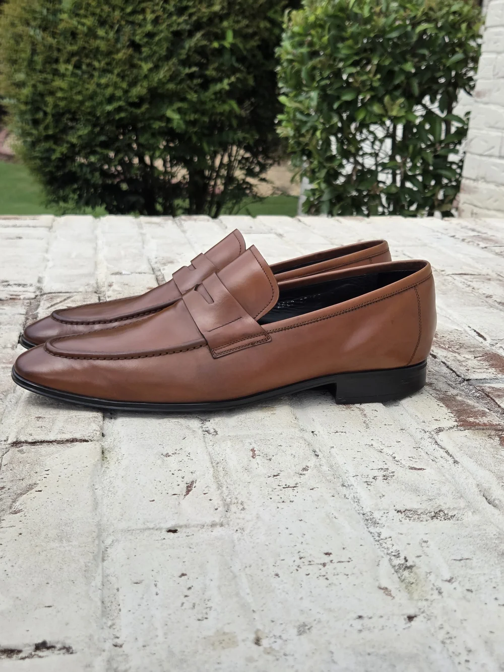 Salvatore Ferragamo Tan Leather Penny Loafers